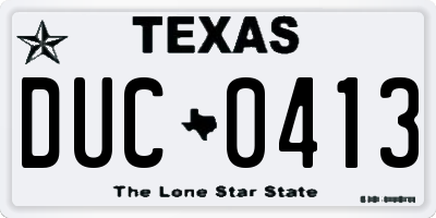 TX license plate DUC0413
