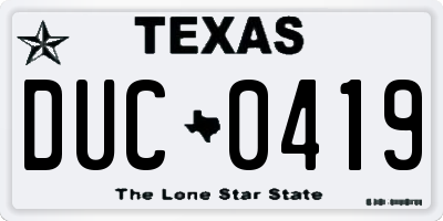 TX license plate DUC0419