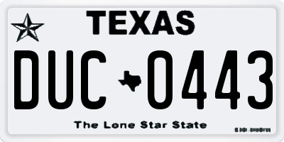 TX license plate DUC0443