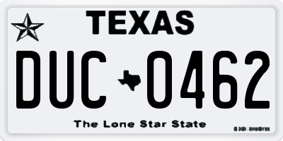 TX license plate DUC0462