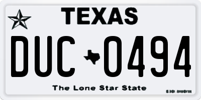 TX license plate DUC0494