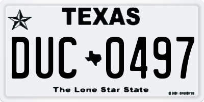 TX license plate DUC0497