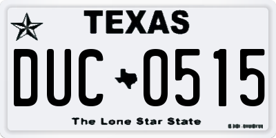 TX license plate DUC0515