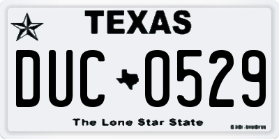 TX license plate DUC0529