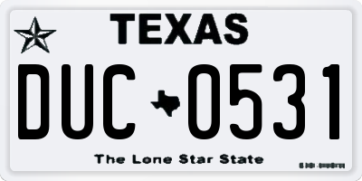TX license plate DUC0531
