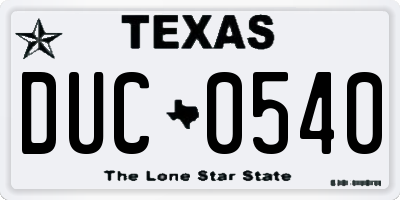 TX license plate DUC0540