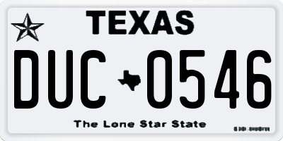 TX license plate DUC0546