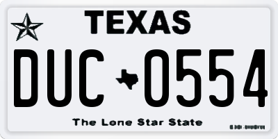 TX license plate DUC0554