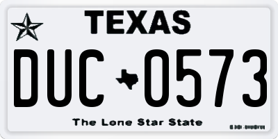 TX license plate DUC0573