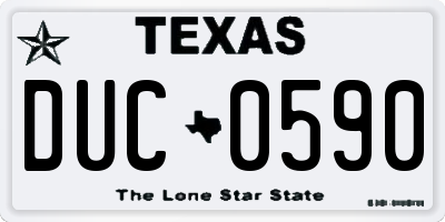 TX license plate DUC0590