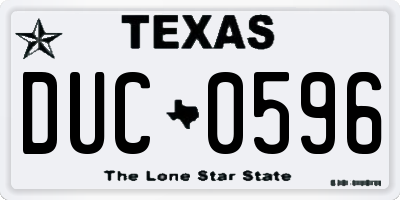 TX license plate DUC0596