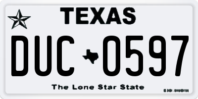 TX license plate DUC0597
