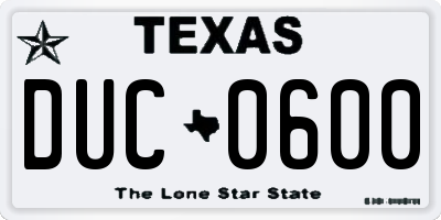 TX license plate DUC0600