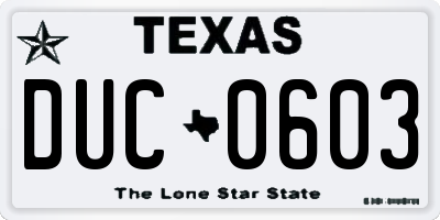 TX license plate DUC0603