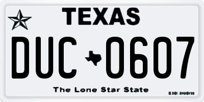 TX license plate DUC0607