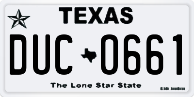 TX license plate DUC0661