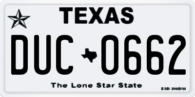 TX license plate DUC0662