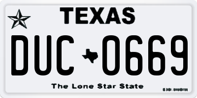 TX license plate DUC0669