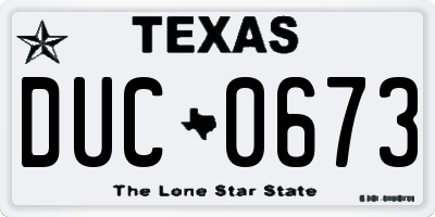 TX license plate DUC0673