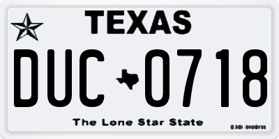 TX license plate DUC0718