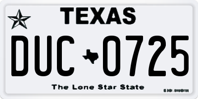 TX license plate DUC0725
