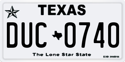 TX license plate DUC0740