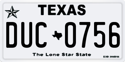 TX license plate DUC0756