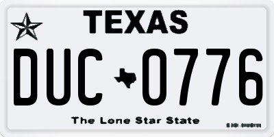 TX license plate DUC0776
