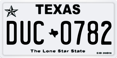 TX license plate DUC0782