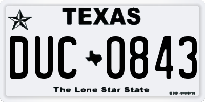 TX license plate DUC0843