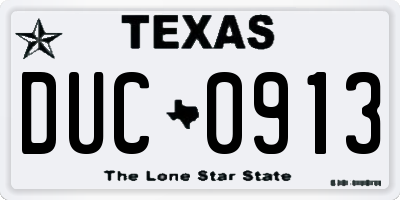 TX license plate DUC0913