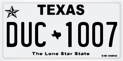 TX license plate DUC1007