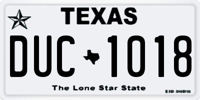 TX license plate DUC1018