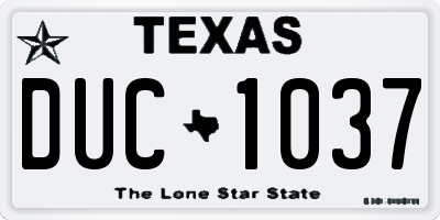 TX license plate DUC1037