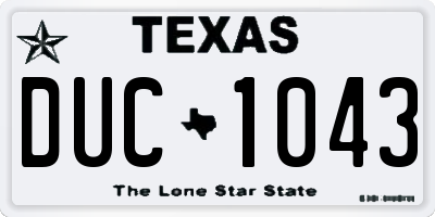 TX license plate DUC1043