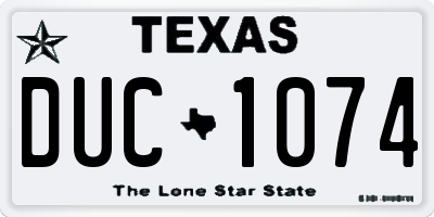TX license plate DUC1074