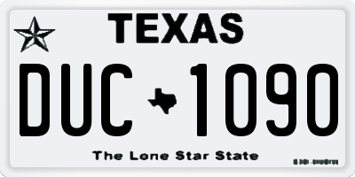 TX license plate DUC1090