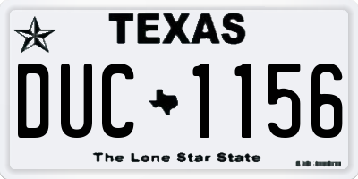 TX license plate DUC1156