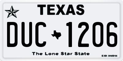TX license plate DUC1206