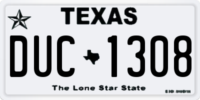 TX license plate DUC1308