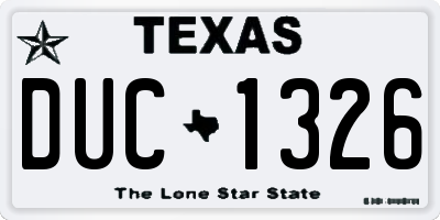 TX license plate DUC1326