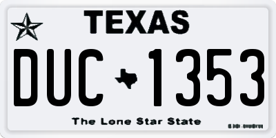 TX license plate DUC1353