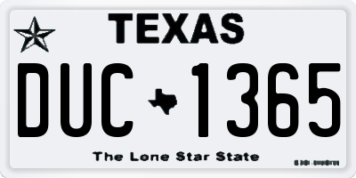 TX license plate DUC1365