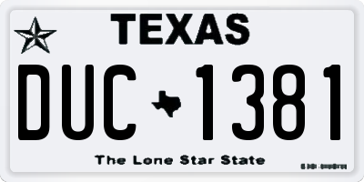 TX license plate DUC1381