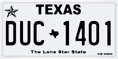 TX license plate DUC1401