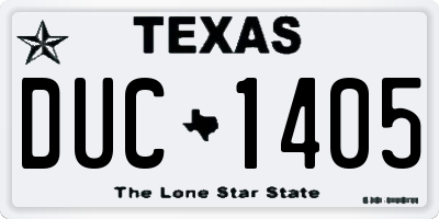 TX license plate DUC1405