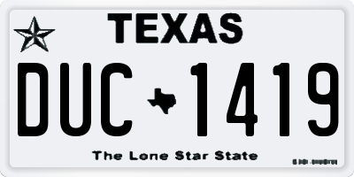 TX license plate DUC1419