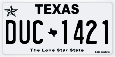 TX license plate DUC1421