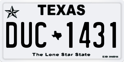 TX license plate DUC1431