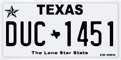 TX license plate DUC1451
